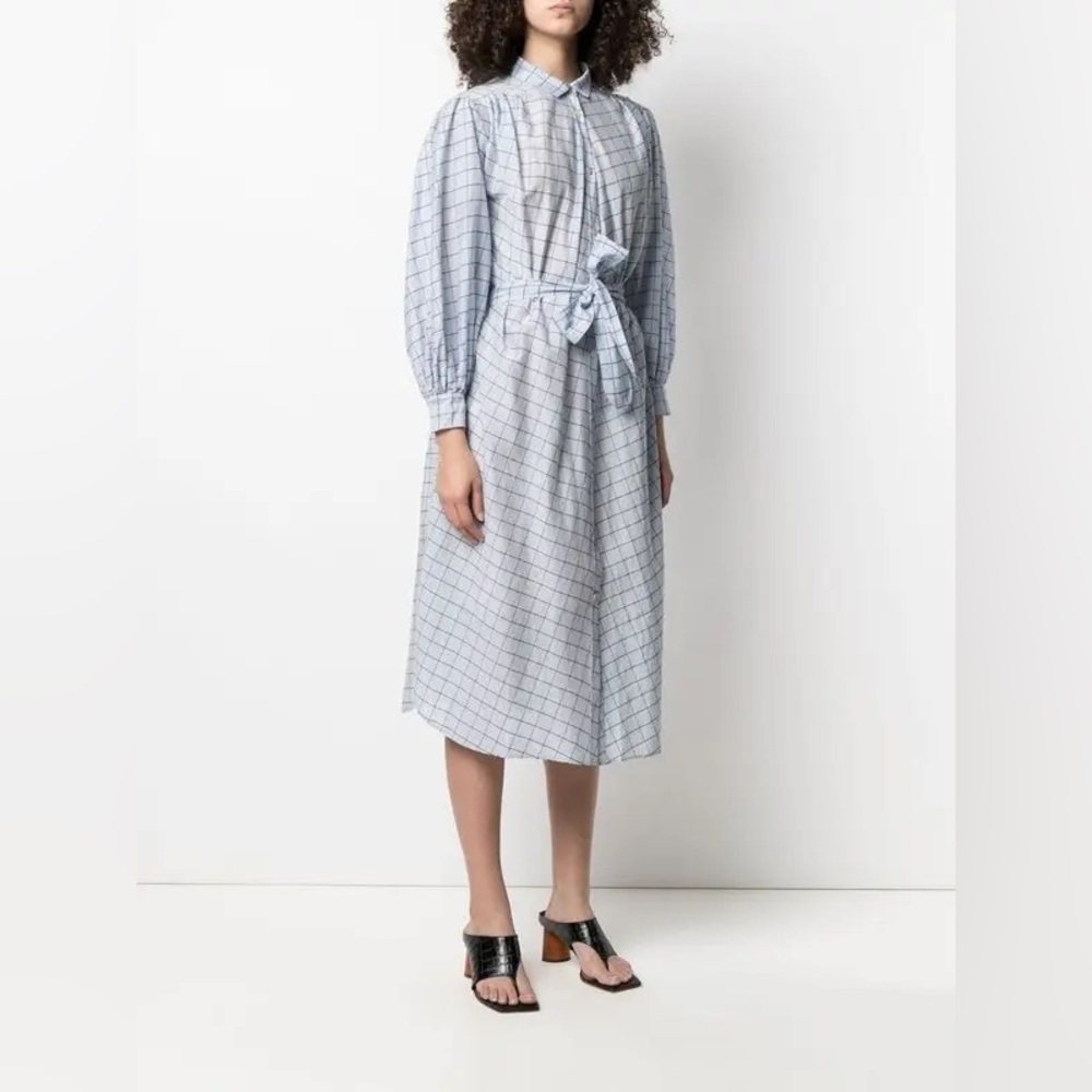 Forte Forte Belted Windowpane Plaid Shirt Dress Silk Blend - Size 0
